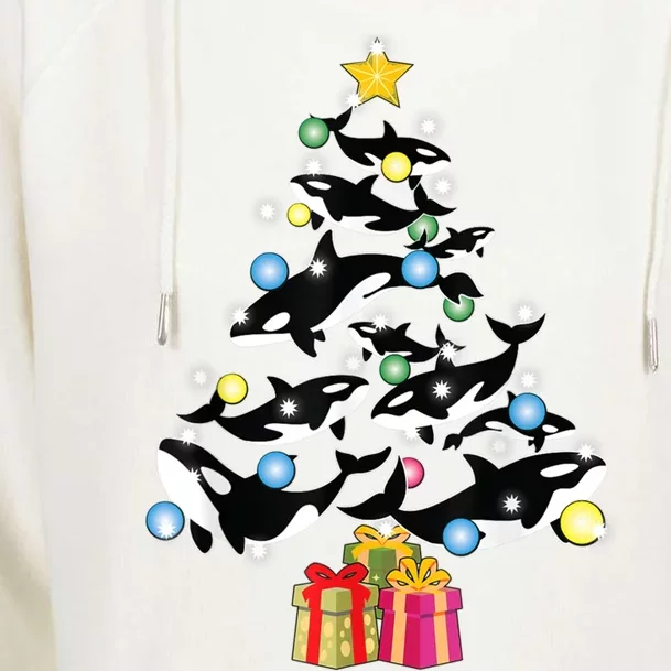 Orca Killer Whale Christmas Tree Orca Whales Lover Gift Womens Funnel Neck Pullover Hood