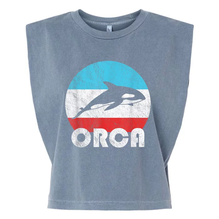 Orca Killer Whale Vintage Retro Silhouette Gift Garment-Dyed Women's Muscle Tee