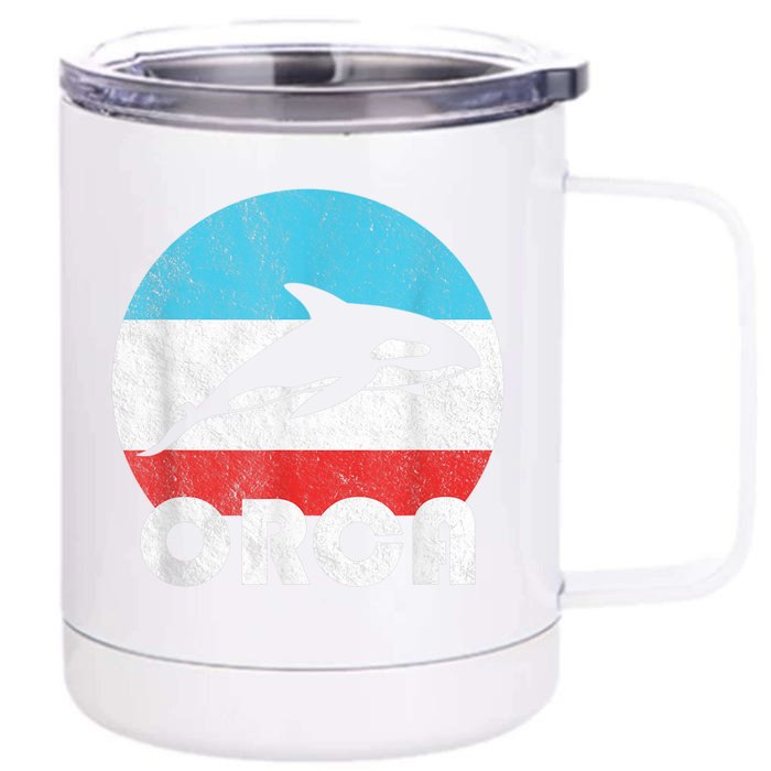 Orca Killer Whale Vintage Retro Silhouette Gift Front & Back 12oz Stainless Steel Tumbler Cup