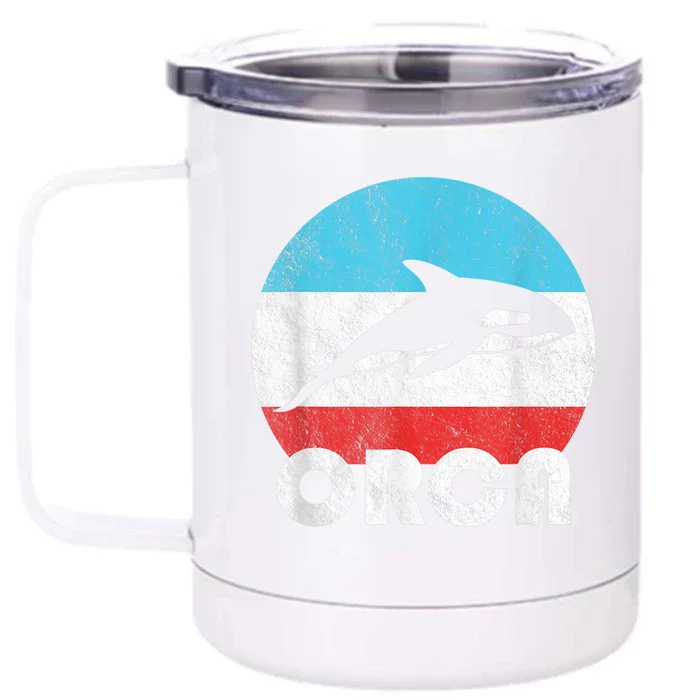 Orca Killer Whale Vintage Retro Silhouette Gift Front & Back 12oz Stainless Steel Tumbler Cup