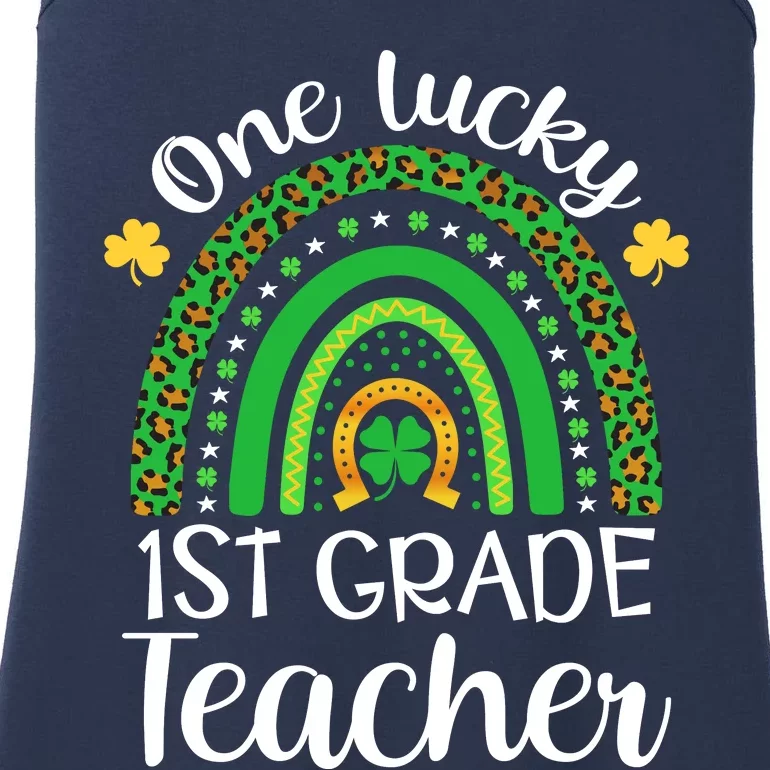 One Lucky 1st Grade Teacher St Patricks Day Teacher Rainbow Graphic Plus Size Ladies Essential Tank