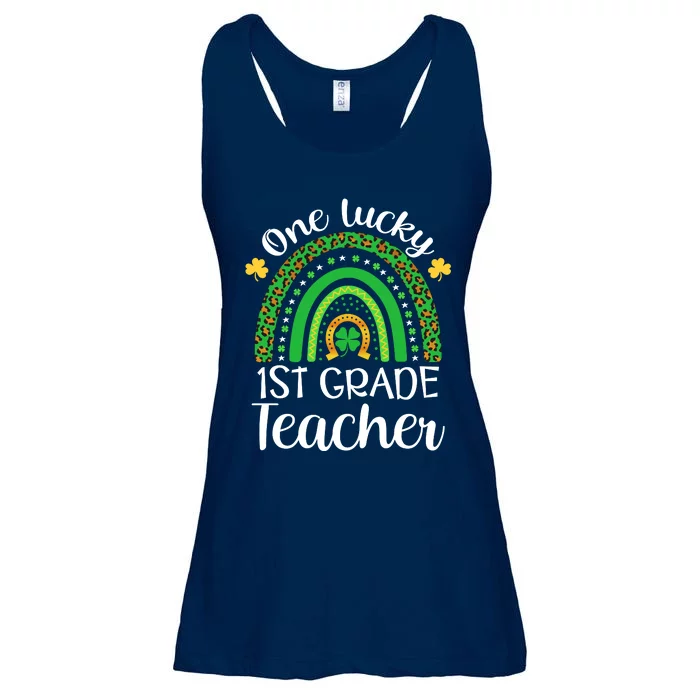 One Lucky 1st Grade Teacher St Patricks Day Teacher Rainbow Graphic Plus Size Ladies Essential Flowy Tank