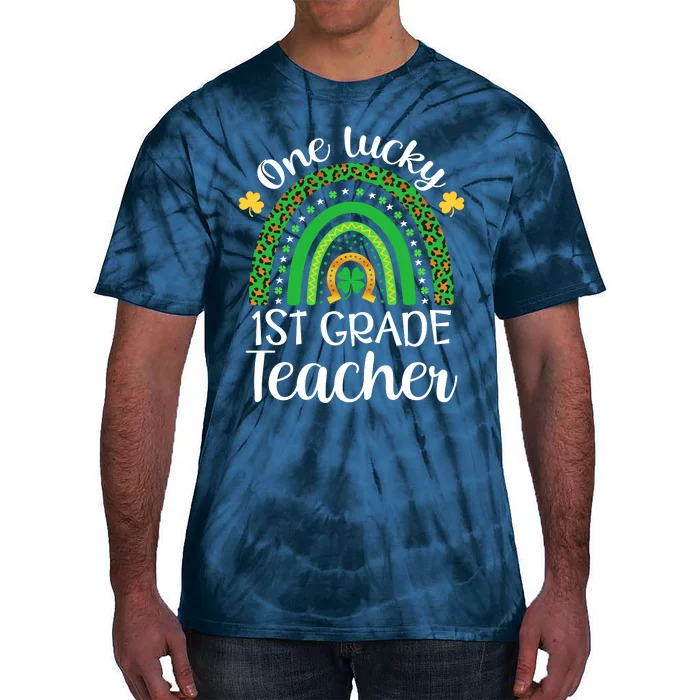 One Lucky 1st Grade Teacher St Patricks Day Teacher Rainbow Graphic Plus Size Tie-Dye T-Shirt