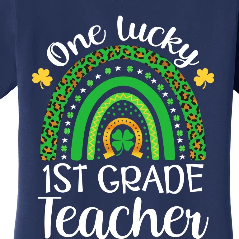 One Lucky 1st Grade Teacher St Patricks Day Teacher Rainbow Graphic Plus Size Women's T-Shirt