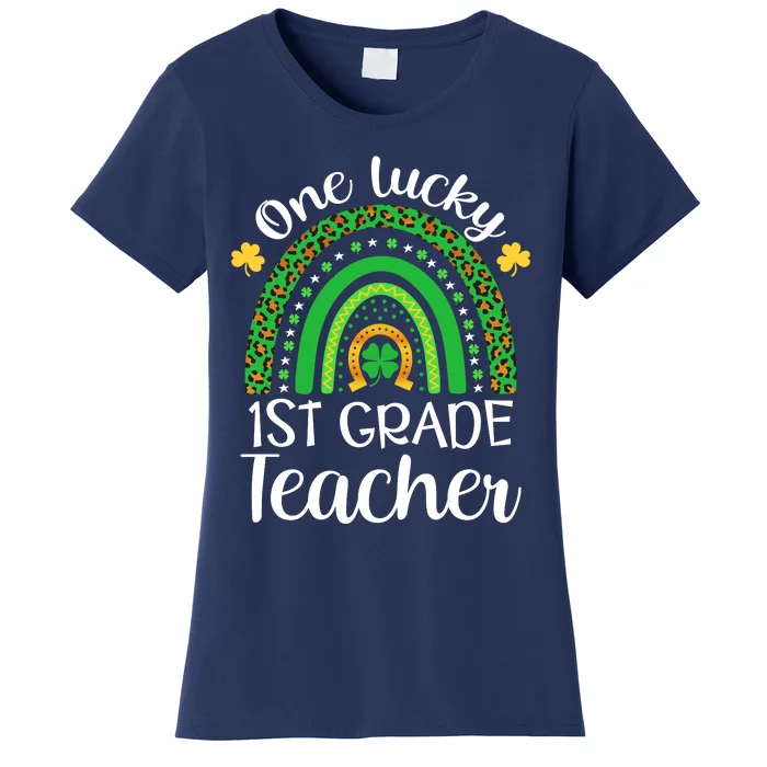 One Lucky 1st Grade Teacher St Patricks Day Teacher Rainbow Graphic Plus Size Women's T-Shirt