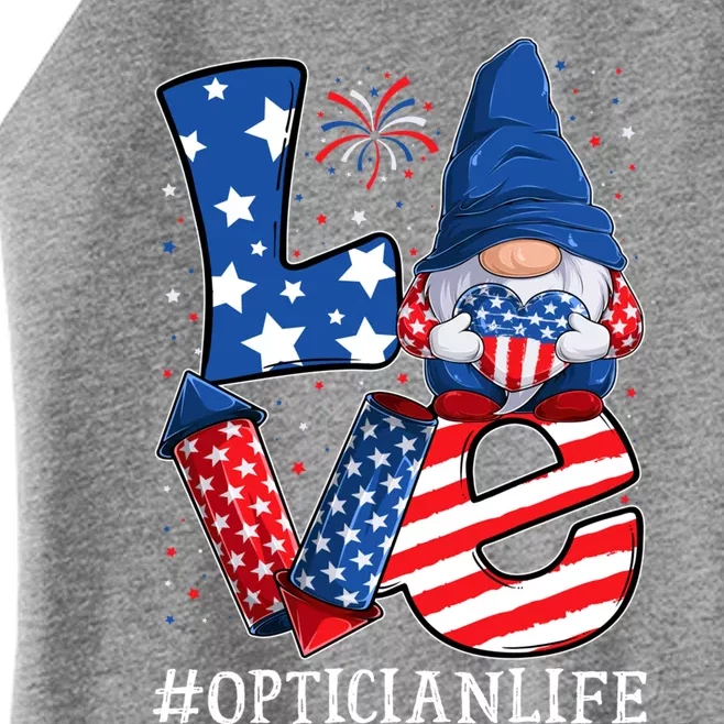 Optician Love 4th Of July Gnome Usa Patriotic Gift Women’s Perfect Tri Rocker Tank