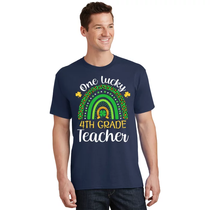 One Lucky 4th Grade Teacher St Patricks Day Teacher Rainbow Graphic Plus Size T-Shirt