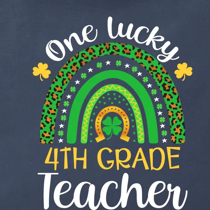 One Lucky 4th Grade Teacher St Patricks Day Teacher Rainbow Graphic Plus Size Zip Tote Bag