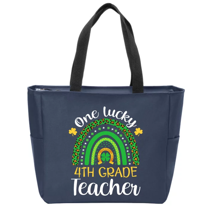 One Lucky 4th Grade Teacher St Patricks Day Teacher Rainbow Graphic Plus Size Zip Tote Bag