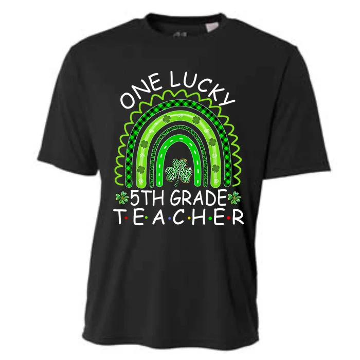 One Lucky 5th Grade Teacher Rainbow Leopard Lucky Patricks Great Gift Cooling Performance Crew T-Shirt