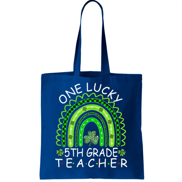 One Lucky 5th Grade Teacher Rainbow Leopard Lucky Patricks Great Gift Tote Bag