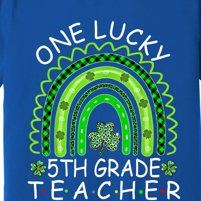 One Lucky 5th Grade Teacher Rainbow Leopard Lucky Patricks Great Gift Premium T-Shirt