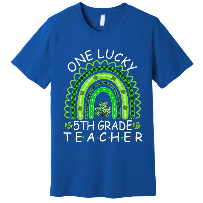 One Lucky 5th Grade Teacher Rainbow Leopard Lucky Patricks Great Gift Premium T-Shirt