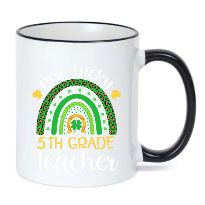 One Lucky 5th Grade Teacher St Patricks Day Teacher Rainbow Graphic Plus Size Black Color Changing Mug