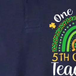 One Lucky 5th Grade Teacher St Patricks Day Teacher Rainbow Graphic Plus Size Softstyle Adult Sport Polo