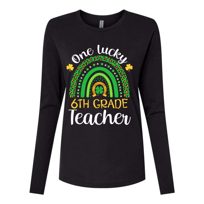 One Lucky 6th Grade Teacher St Patricks Day Teacher Rainbow Graphic Plus Size Womens Cotton Relaxed Long Sleeve T-Shirt