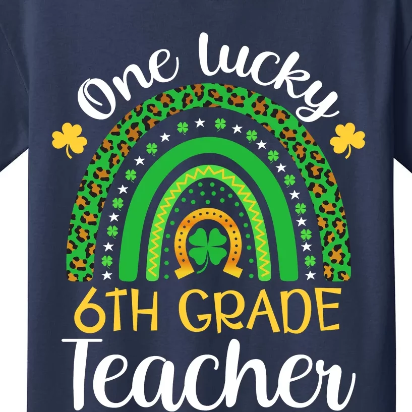 One Lucky 6th Grade Teacher St Patricks Day Teacher Rainbow Graphic Plus Size Kids T-Shirt