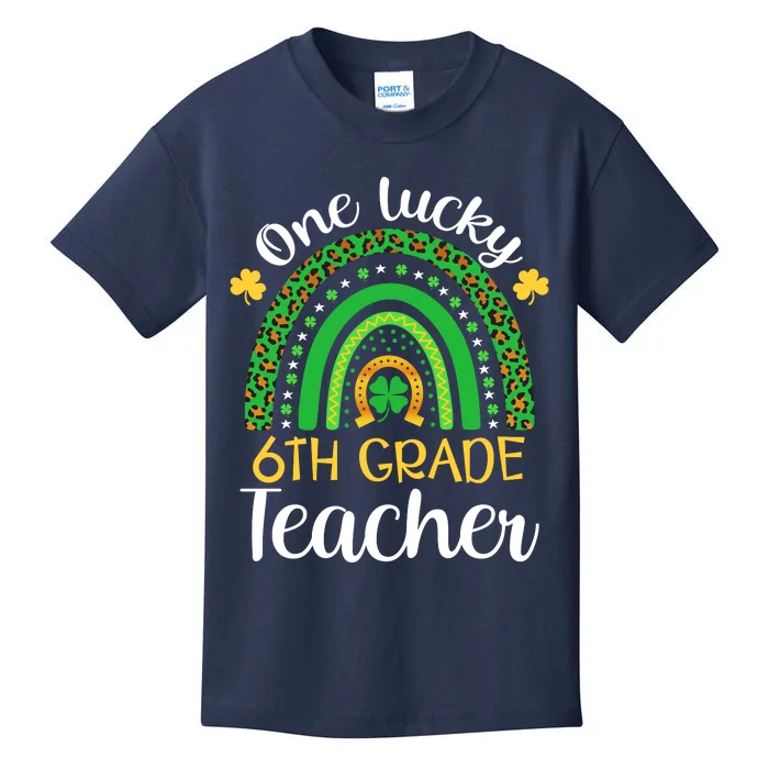 One Lucky 6th Grade Teacher St Patricks Day Teacher Rainbow Graphic Plus Size Kids T-Shirt