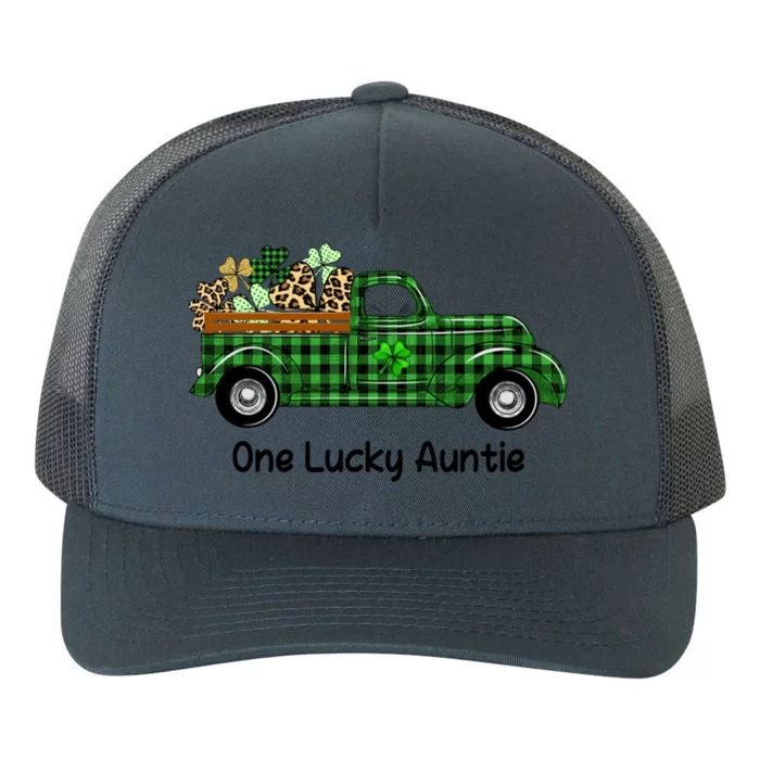 One Lucky Auntie Truck Green Plaid Shamrock St Patrick's Day Cool Gift Yupoong Adult 5-Panel Trucker Hat