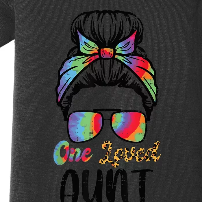 One Loved Aunt Hairbun Sunglasses Mothers Day Wo Auntie Baby Bodysuit