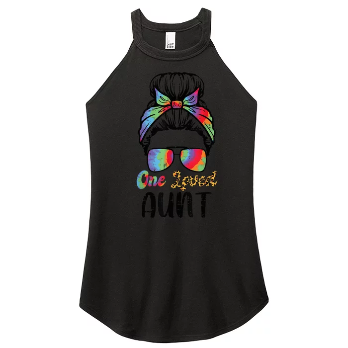 One Loved Aunt Hairbun Sunglasses Mothers Day Wo Auntie Women’s Perfect Tri Rocker Tank