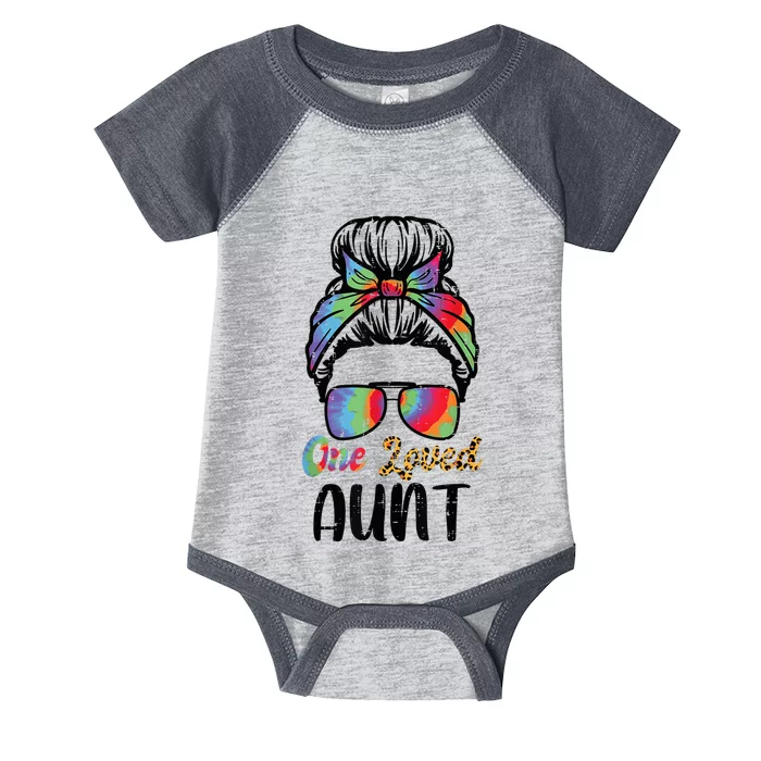 One Loved Aunt Hairbun Sunglasses Mothers Day Wo Auntie Infant Baby Jersey Bodysuit