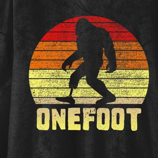 Onefoot Leg Amputee Recovery Bigfoot Funny Retro Sunset Hooded Wearable Blanket