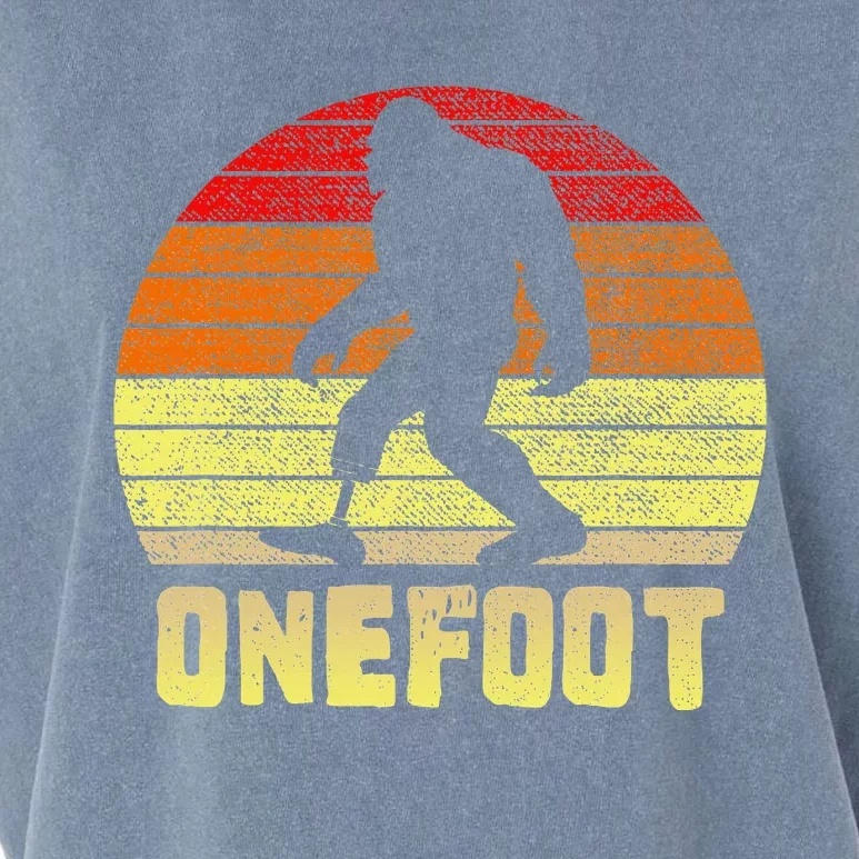 Onefoot Leg Amputee Recovery Bigfoot Funny Retro Sunset Garment-Dyed Women's Muscle Tee