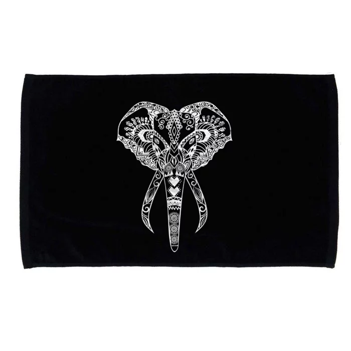 Ornate Line Art Aesthetic Elephant Print Animal Lover Yoga Meaningful Gift Microfiber Hand Towel