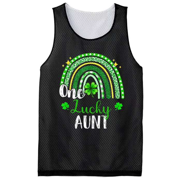 One Lucky Aunt Leopard green Rainbow St Patrick’s Day Mesh Reversible Basketball Jersey Tank