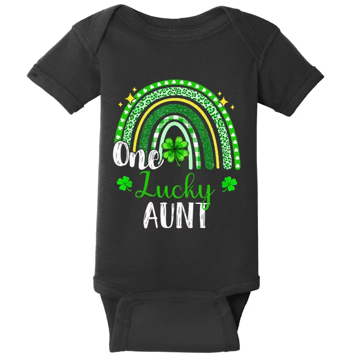 One Lucky Aunt Leopard green Rainbow St Patrick’s Day Baby Bodysuit