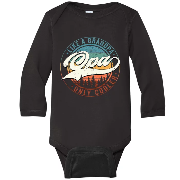 Opa Like A Grandpa Only Cooler Vintage Retro Opa Dad Gift Baby Long Sleeve Bodysuit