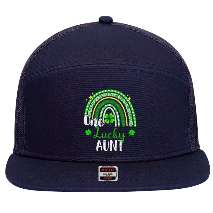 One Lucky Aunt Leopard Print Rainbow St Patrick’s Day 7 Panel Mesh Trucker Snapback Hat