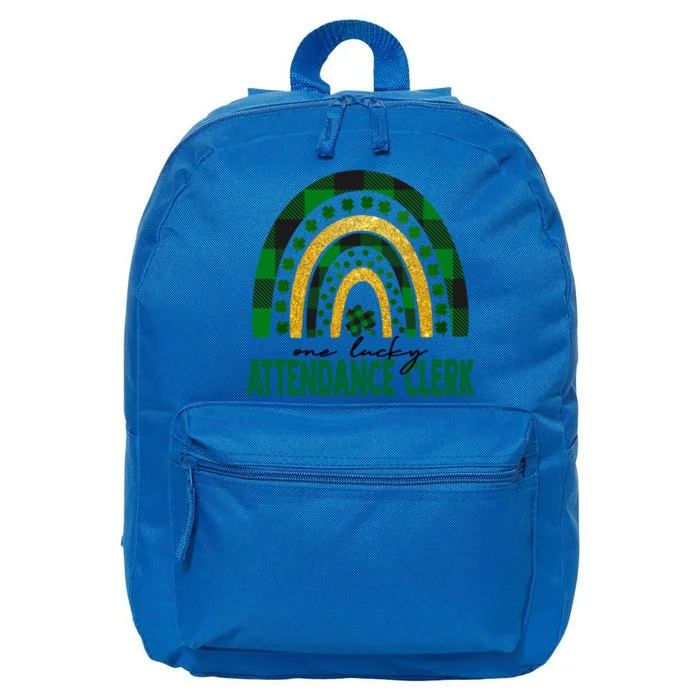 One Lucky Attendance Clerk Rainbow St Patricks Day Gift 16 in Basic Backpack