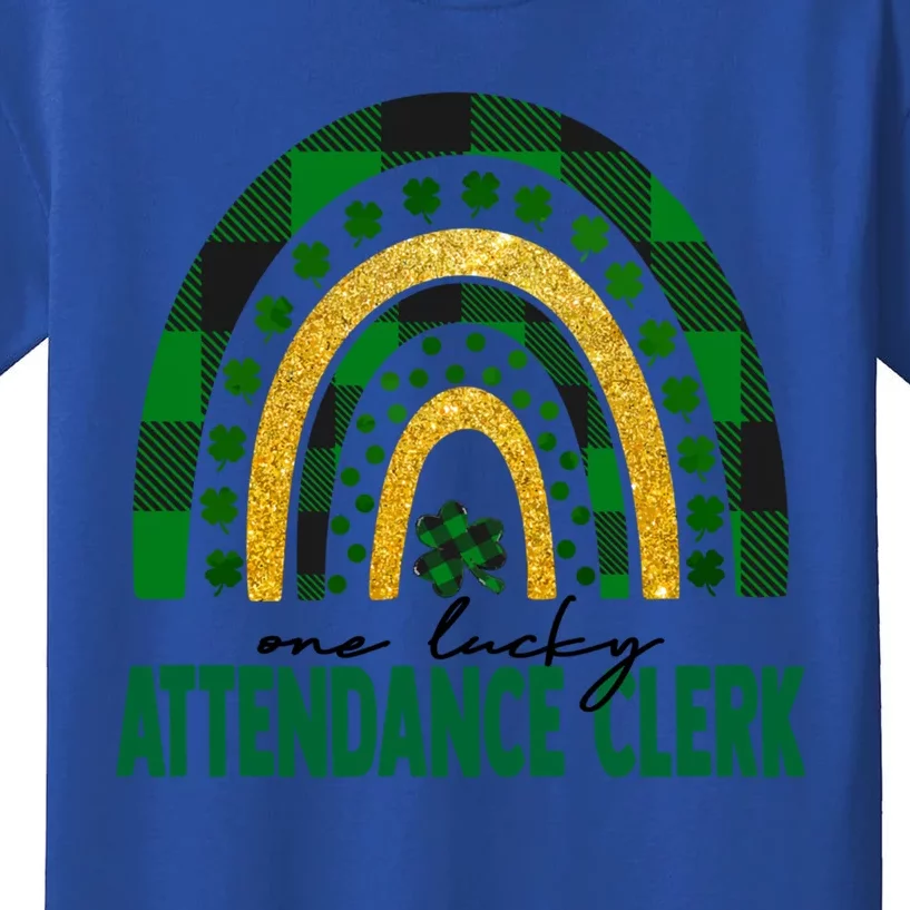 One Lucky Attendance Clerk Rainbow St Patricks Day Gift Kids T-Shirt