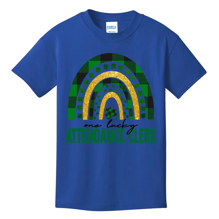 One Lucky Attendance Clerk Rainbow St Patricks Day Gift Kids T-Shirt