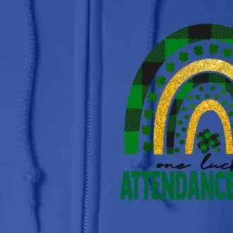 One Lucky Attendance Clerk Rainbow St Patricks Day Gift Full Zip Hoodie