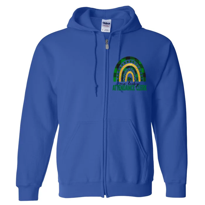 One Lucky Attendance Clerk Rainbow St Patricks Day Gift Full Zip Hoodie