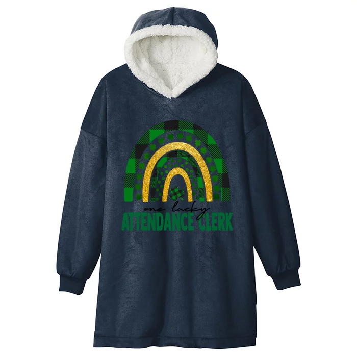 One Lucky Attendance Clerk Rainbow St Patricks Day Gift Hooded Wearable Blanket