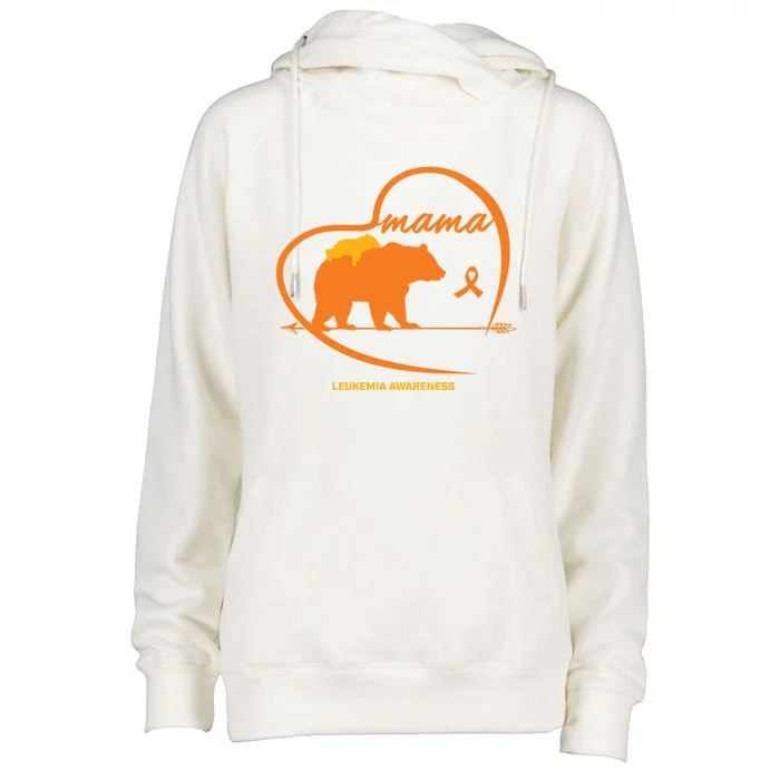 Orange Leukemia Awareness Mom Son Daughter Mama Bear Cancer Great Gift Womens Funnel Neck Pullover Hood