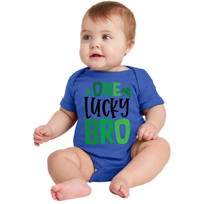 One Lucky Bro Clover Shamrock Irish Ireland Gift Baby Bodysuit