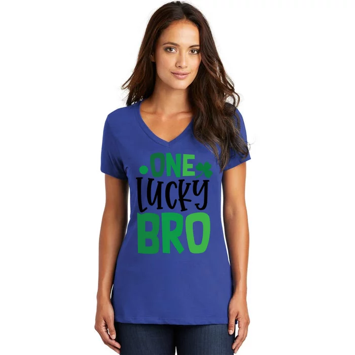 One Lucky Bro Clover Shamrock Irish Ireland Gift Women's V-Neck T-Shirt