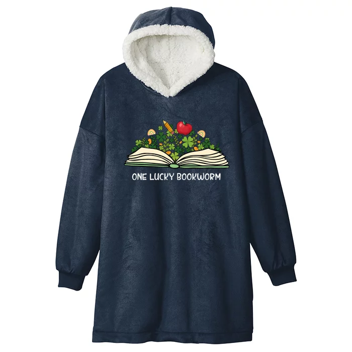 One Lucky Bookworm St Patricks Day Reader Bibliophile Irish Cute Gift Hooded Wearable Blanket