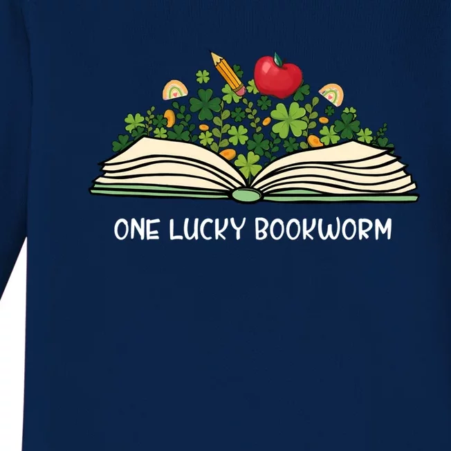 One Lucky Bookworm St Patricks Day Reader Bibliophile Irish Cute Gift Baby Long Sleeve Bodysuit