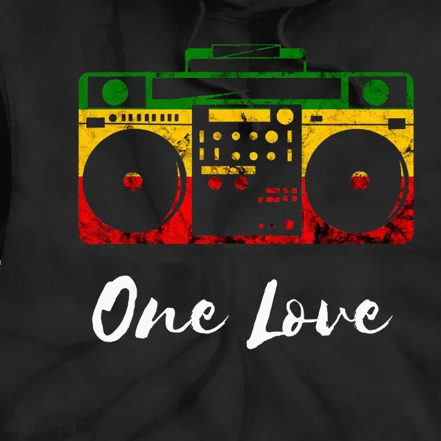 One Love Boombox Musicbox Rasta Reggae Music Rastafari Roots Tie Dye Hoodie