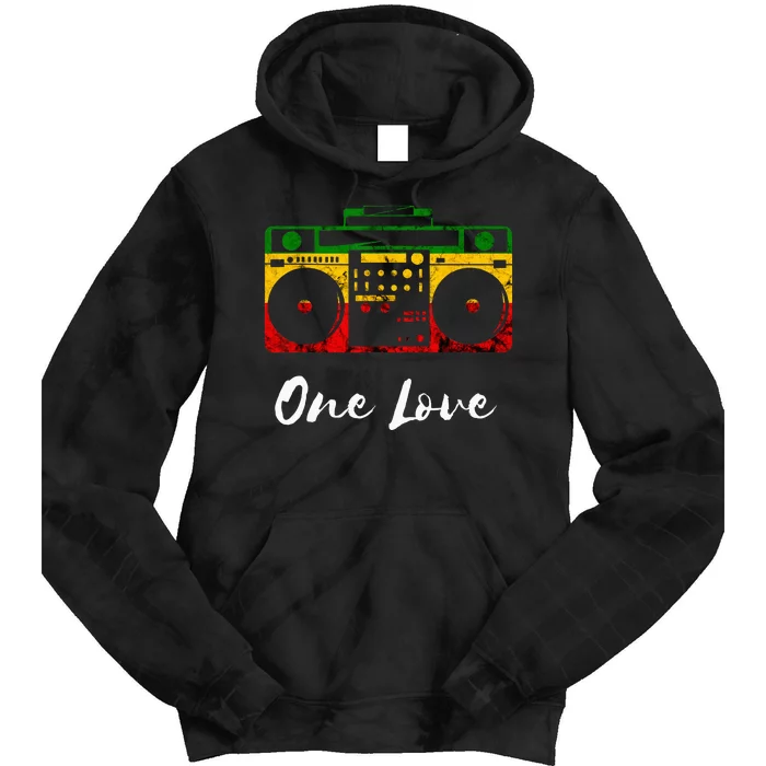 One Love Boombox Musicbox Rasta Reggae Music Rastafari Roots Tie Dye Hoodie