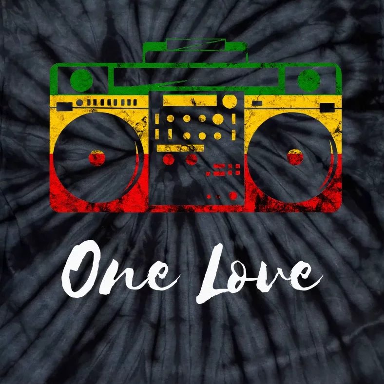 One Love Boombox Musicbox Rasta Reggae Music Rastafari Roots Tie-Dye T-Shirt