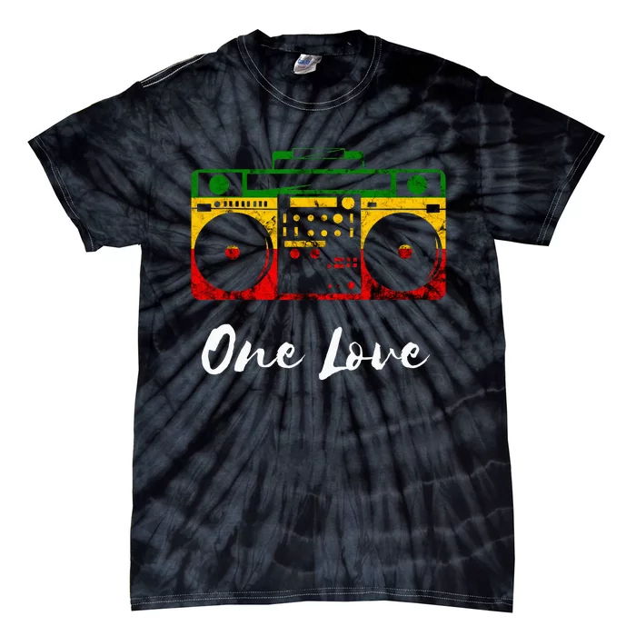 One Love Boombox Musicbox Rasta Reggae Music Rastafari Roots Tie-Dye T-Shirt