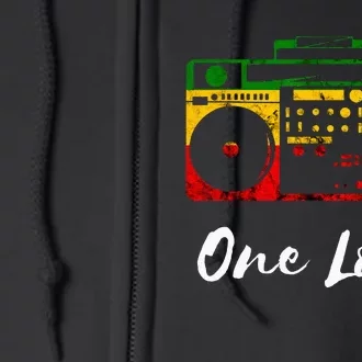 One Love Boombox Musicbox Rasta Reggae Music Rastafari Roots Full Zip Hoodie