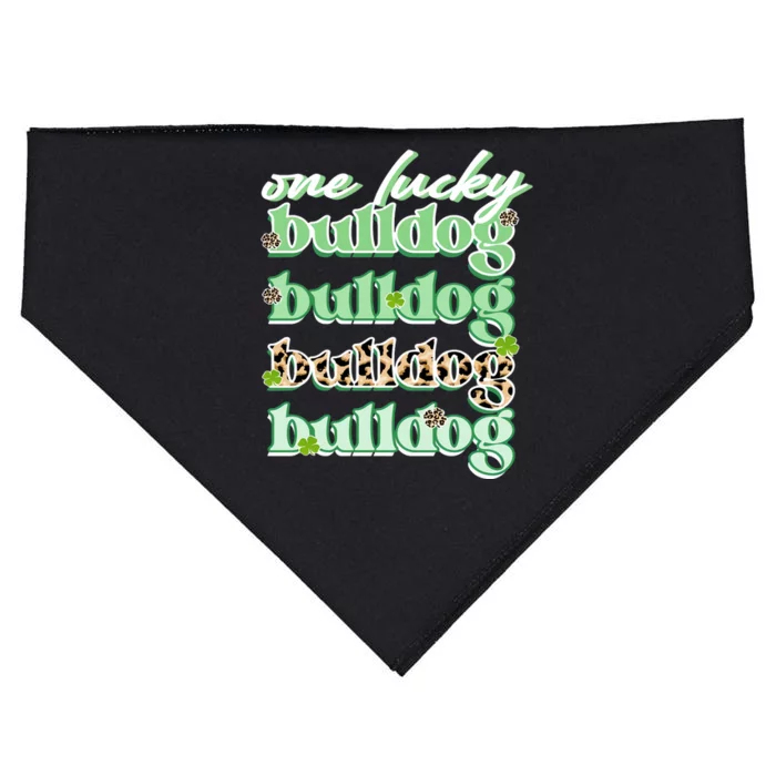 One Lucky Bulldog Leopard Dog Lover Saint Patrick's Day Gift Idea USA-Made Doggie Bandana